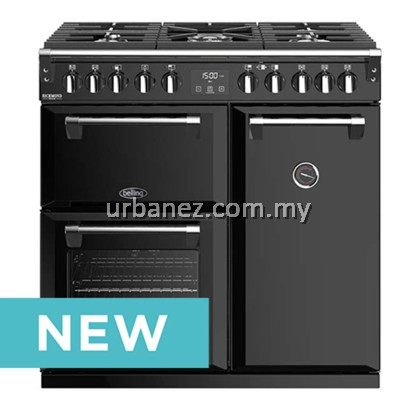 Belling 444410740 Richmond Deluxe 90cm Dual Fuel Professional Range Cooker With Huge 195 Litres Oven - Black